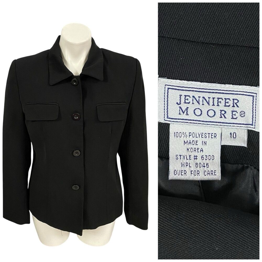 Jennifer Moore Blazer Womens 10 Black Utility Jacket Officecore Corpcore Career - Picture 1 of 15